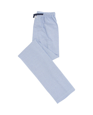 Pantalón largo de pijama azul cuadros blancos by M