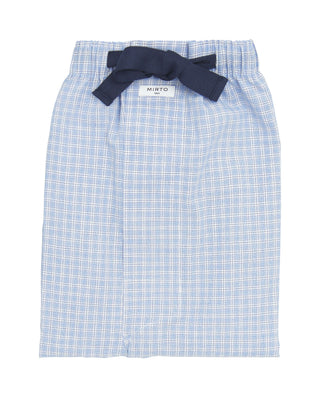 Pantalón largo de pijama azul cuadros blancos by M