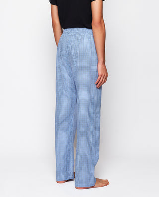 Blue tones plaid long pajama pants