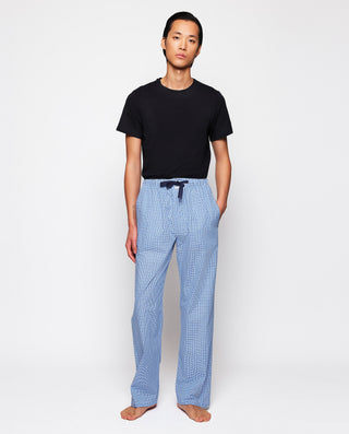 Blue tones plaid long pajama pants