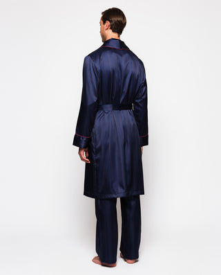 Bata cruzada satinada rayas azules y rojas by MIRT