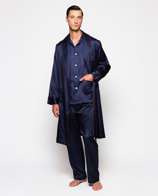 Bata cruzada satinada rayas azules y rojas by MIRT