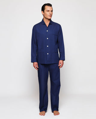 Pijama largo azul marino y blanco by MIRTO