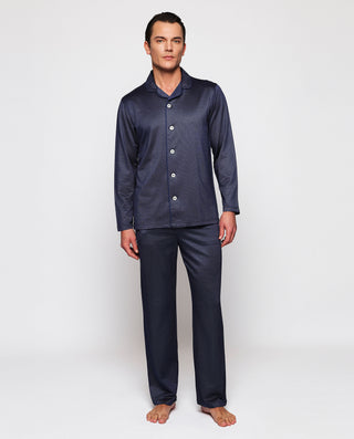 Pijama largo azul marino de punto by MIRTO