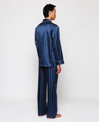 Pijama largo azul marino y blanco de rayas by MIRT