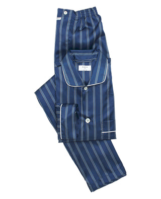 Pijama largo azul marino y blanco de rayas by MIRT