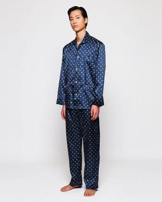 Pijama largo azul marino y verde estampado by MIRT