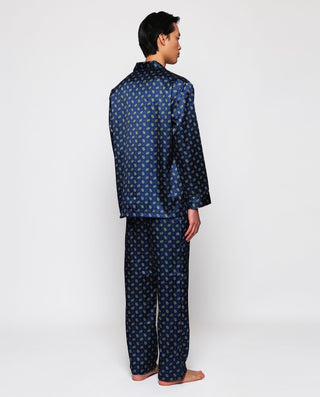 Pijama largo azul marino y verde estampado by MIRT