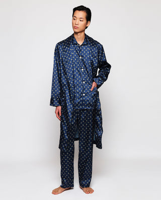 Pijama largo azul marino y verde estampado by MIRT