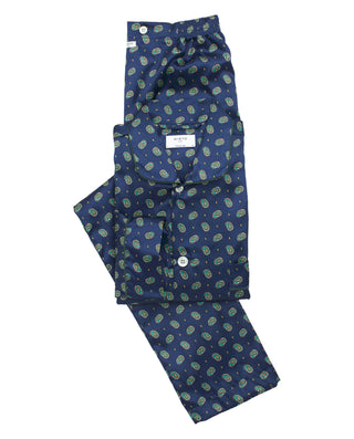 Pijama largo azul marino y verde estampado by MIRT