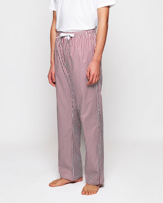 Pantalón de pijama largo blanco rayas granate by M