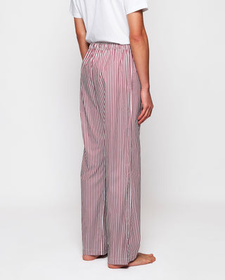 Pantalón de pijama largo blanco rayas granate by M