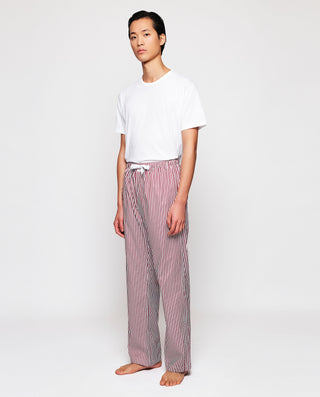 Pantalón de pijama largo blanco rayas granate by M