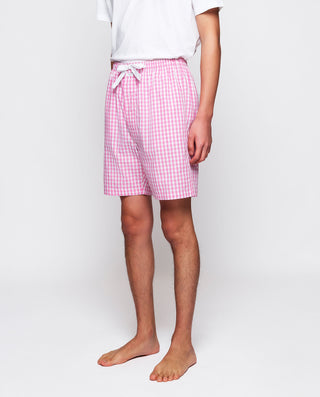 Pantalón de pijama corto blanco cuadros rosa by MI