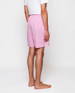 Pantalón de pijama corto blanco cuadros rosa by MI