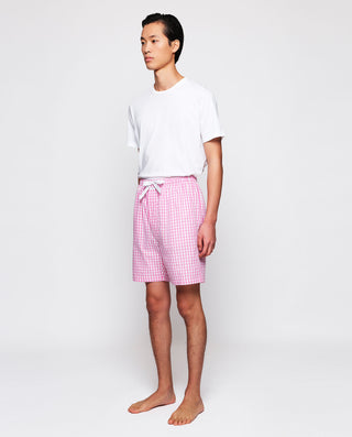 Pantalón de pijama corto blanco cuadros rosa by MI