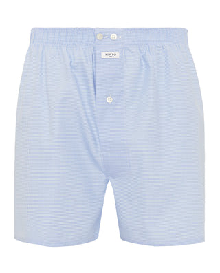 Blue cotton boxer in herringbone print