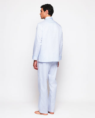 Pijama largo blanco rayas azules de algodón by MIR | 00320_0050_2