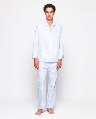 Pijama largo blanco rayas azules estructura f by M | 00321_0050_1