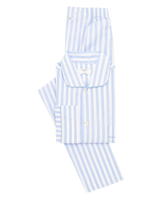 White blue striped long fil-a-fil structure pajama