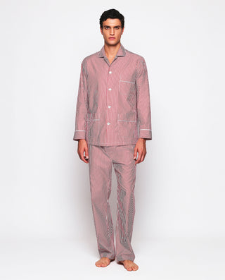 Pijama largo rayas granate y blanco de popelí by M | 00323_0050_1