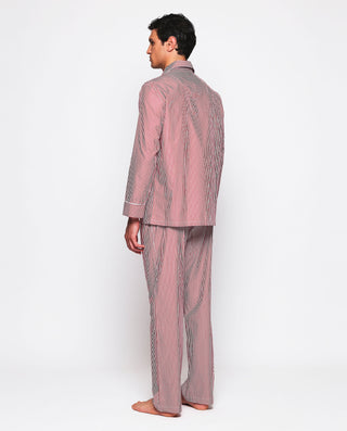 Pijama largo rayas granate y blanco de popelí by M | 00323_0050_2