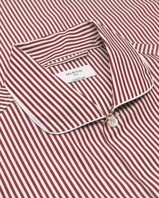 White maroon striped long poplin pajama
