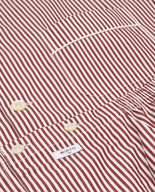 White maroon striped long poplin pajama