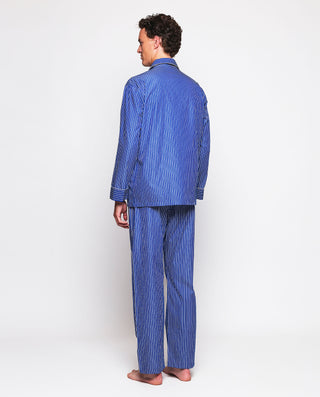 Pijama largo azul rayas blancas algodón popel by M | 00325_0050_2