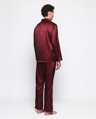 Pijama largo rojo satinado estampado paisley by MI | 00336_0050_2