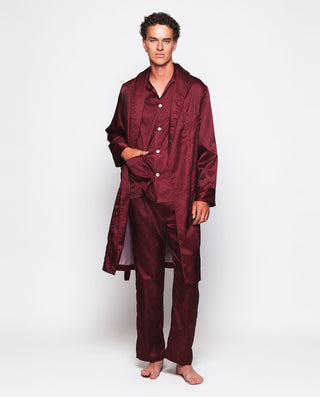 Bata cruzada roja satinada estampado paisley by MI | 00337_0050_3