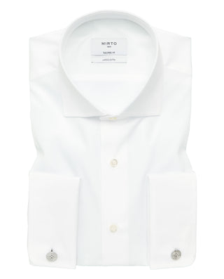 Camisa blanca semi-entallada largo extra puño doble