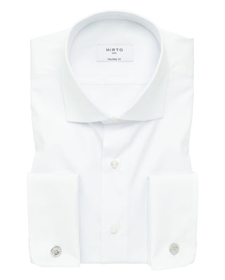 Camisa semi-entallada tervilor sir puño doble blanco