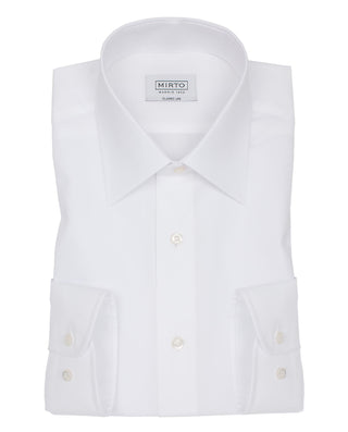 Pointed collar white-poplin dress shirt