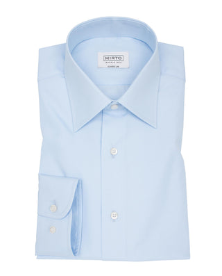 Pointed collar blue-poplin dress shirt