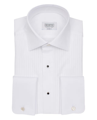 Camisa esmoquin con delantero plisado semi-entallada