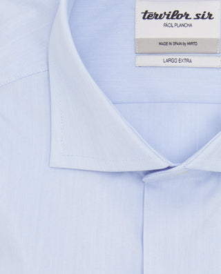Camisa azul Tervilor Sir fil a fil largo extra
