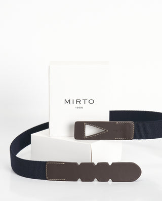 Navy blue elastic canvas belt without buckle