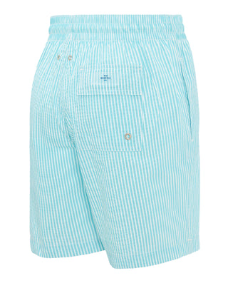 Bañador seersucker rayas turquesa y blanco by MIRT