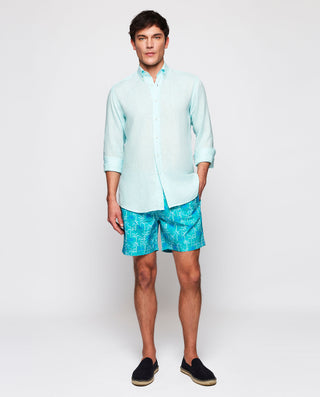 Bañador turquesa estampado palmeras verdes by MIRT