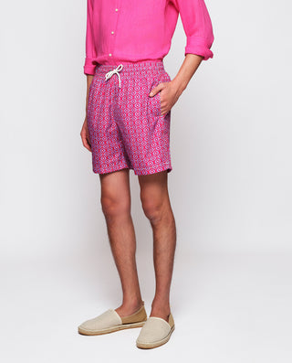 Bañador rosa estampado geométrico lila by MIRTO