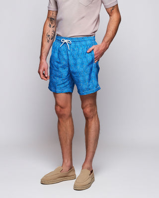 Bañador azul estampado floral