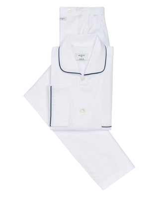 White cotton satin pajamas