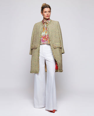 Camisa cropped verde estampado floral by MIRTO