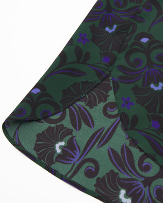 Green ornamental print silk blend blouse