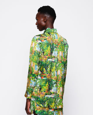 Blusa fluida estampado pictórico verde by MIRTO