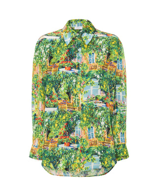 Blusa fluida estampado pictórico verde by MIRTO