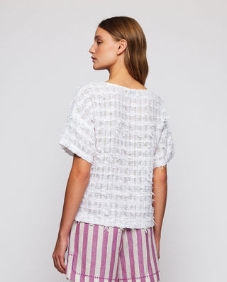 Top blanco de tweed manga corta by MIRTO