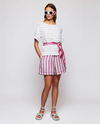 Top blanco de tweed manga corta by MIRTO