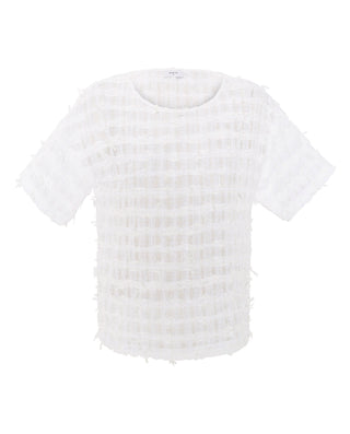 Top blanco de tweed manga corta by MIRTO